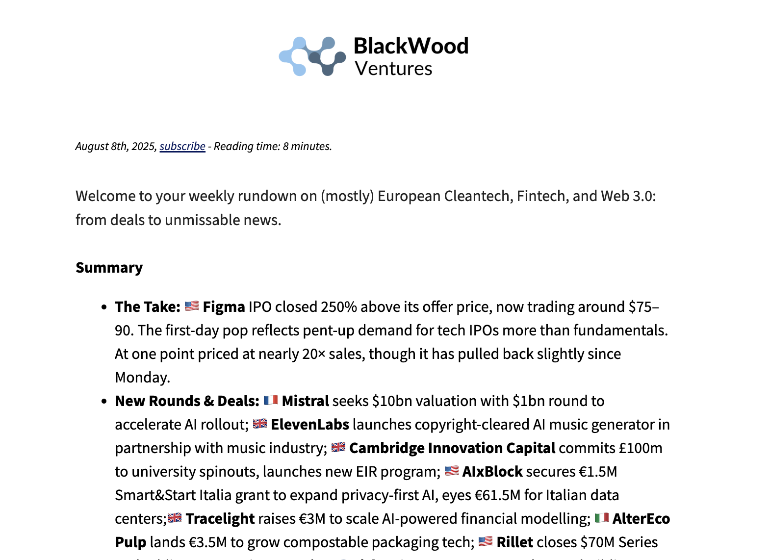 Week 32 - Industry Briefing